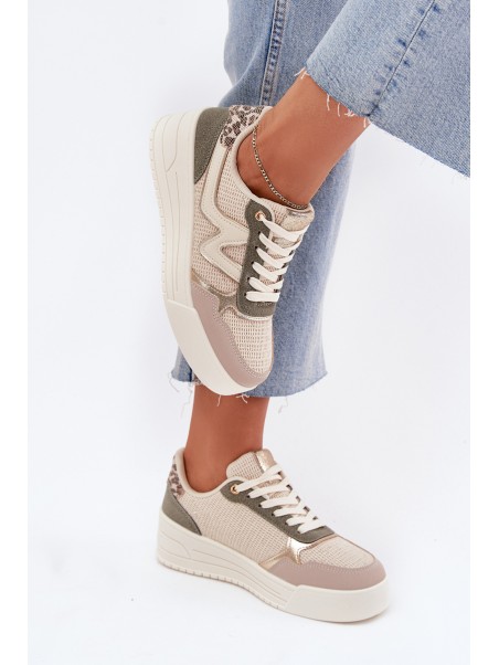 Women's Platform Sneakers Leopard Beige Kelsia