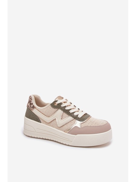 Women's Platform Sneakers Leopard Beige Kelsia