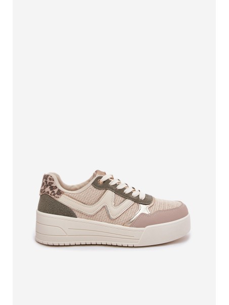 Women's Platform Sneakers Leopard Beige Kelsia