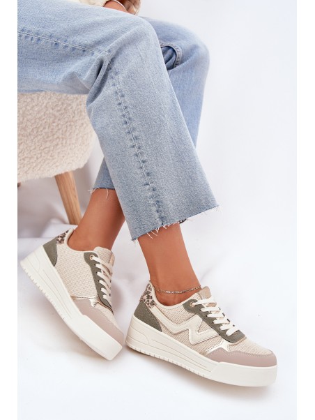 Women's Platform Sneakers Leopard Beige Kelsia