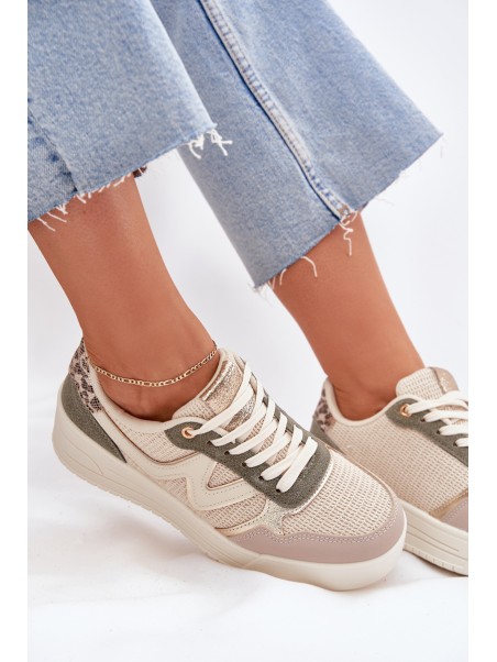 Women's Platform Sneakers Leopard Beige Kelsia