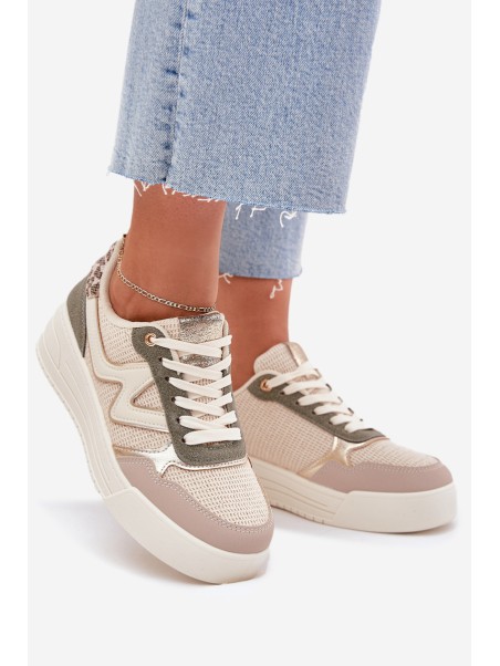 Women's Platform Sneakers Leopard Beige Kelsia
