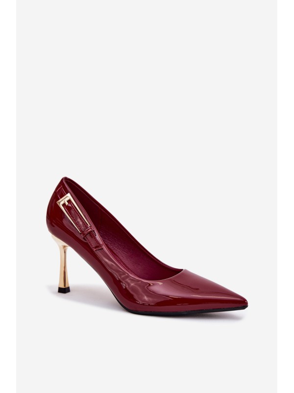Lacquered High Heels With Gold Buckle Bordeaux Mivira