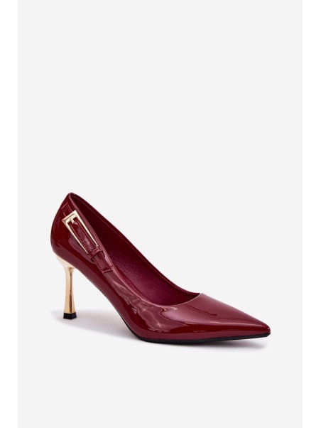 Lacquered High Heels With Gold Buckle Bordeaux Mivira