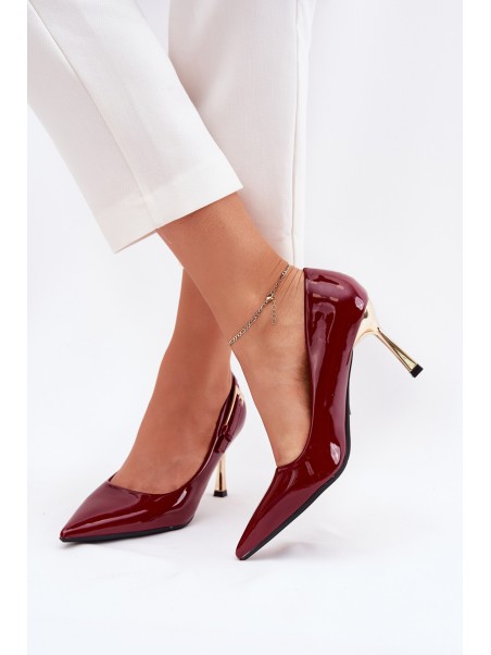 Lacquered High Heels With Gold Buckle Bordeaux Mivira