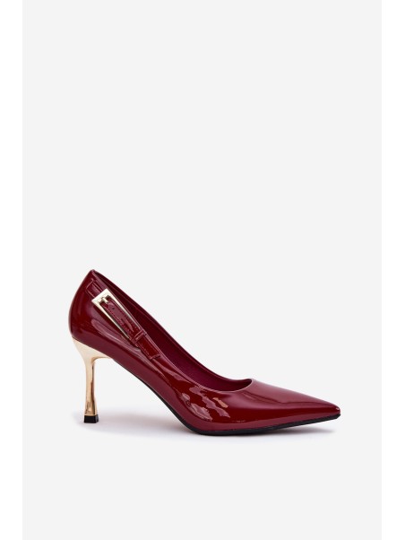 Lacquered High Heels With Gold Buckle Bordeaux Mivira