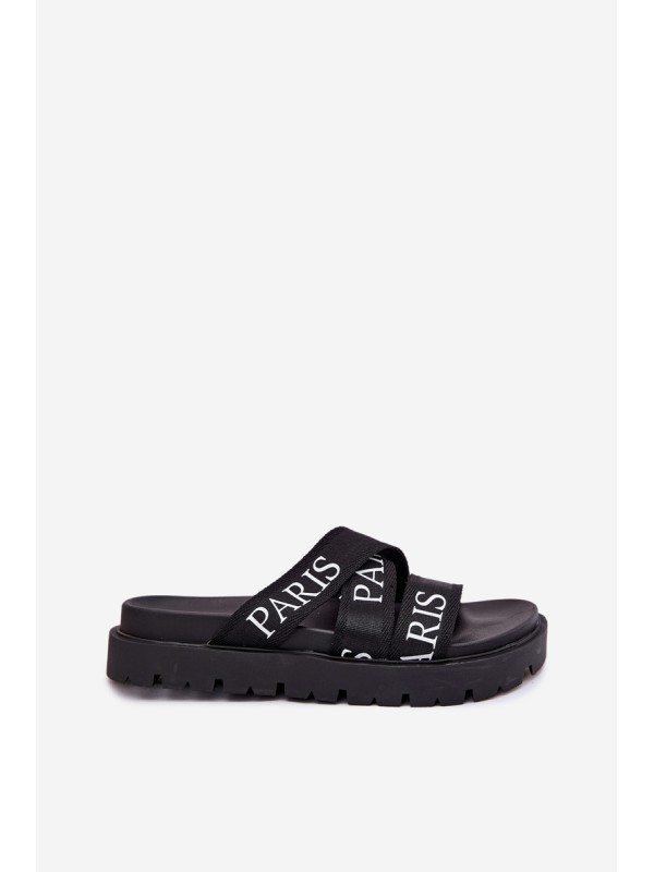 Women's sandals with fabric straps Paris on platform black Celinea Women's sandals with fabric straps Paris on platform black Celinea