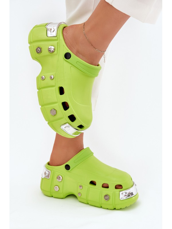 Women's sandals on a massive platform lime green Korina