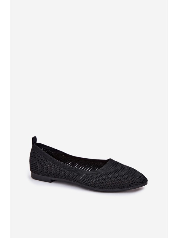 Mesh Fabric Ballet Flats Women's Black Sarina