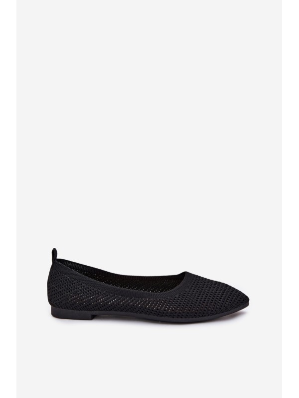 Mesh Fabric Ballet Flats Women's Black Sarina