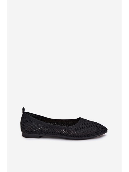 Mesh Fabric Ballet Flats Women's Black Sarina