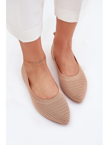 Mesh Fabric Women's Ballet Flats Dark Beige Sarina