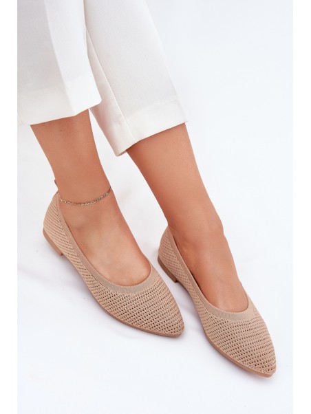 Mesh Fabric Women's Ballet Flats Dark Beige Sarina