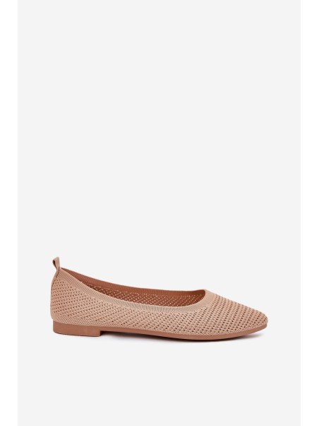 Mesh Fabric Women's Ballet Flats Dark Beige Sarina