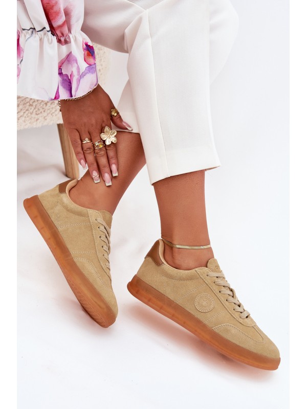 Women's Suede Sneakers Big Star RR274849 HI-POLY SYSTEM Beige Women's Suede Sneakers Big Star RR274849 HI-POLY SYSTEM Beige