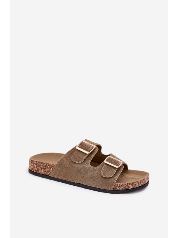 Women's sandals on cork platform with golden buckles pink Lisavionea