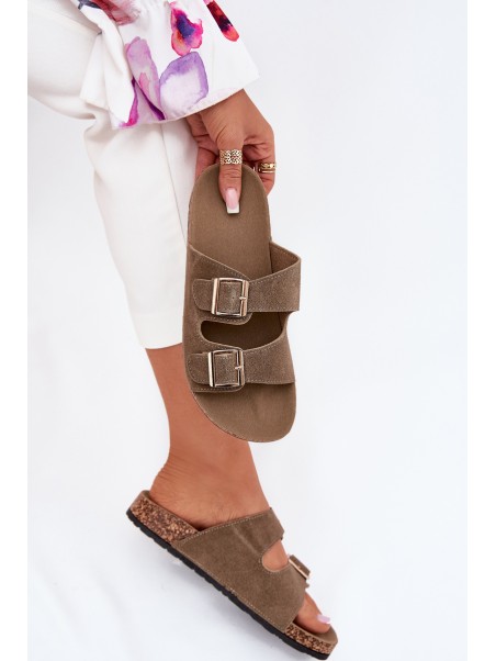 Women's sandals on cork platform with golden buckles pink Lisavionea