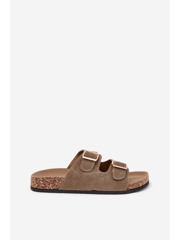 Women's sandals on cork platform with golden buckles pink Lisavionea