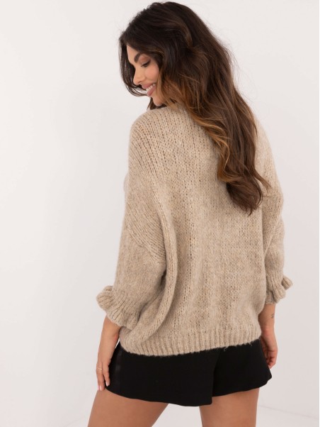 Sweter-MI-SW-2911.91-ciemny bezowy
