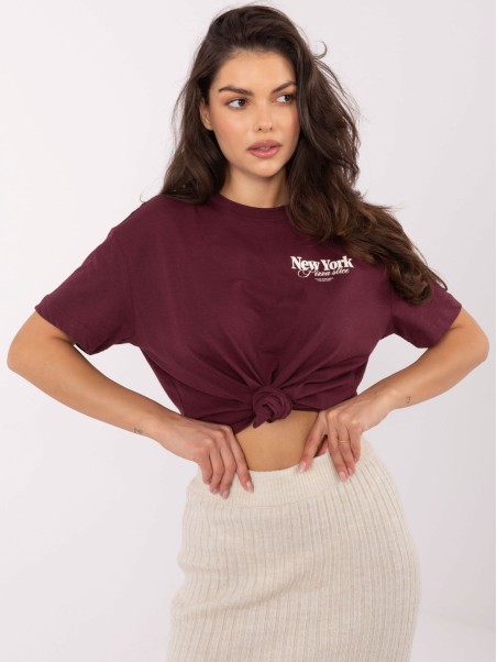 T-shirt-D12022M02645R-bordowy