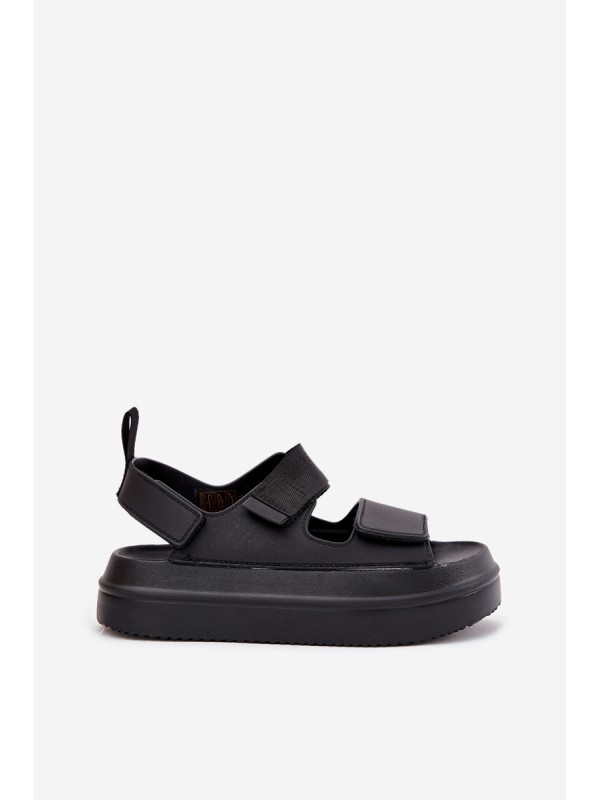 Ladies platform sandals with velcro black Nitepira