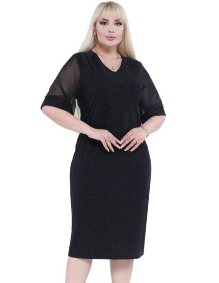 Elegantiška juodos spalvos suknelė moterims ❤️ Suknelės apkūnioms
