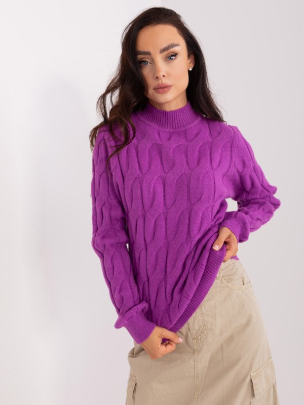 Sweter-AT-SW-2235.00P-ciemny fioletowy