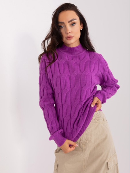 Sweter-AT-SW-2235.00P-ciemny fioletowy