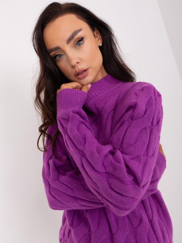Sweter-AT-SW-2235.00P-ciemny fioletowy 2
