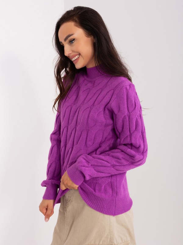 Sweter-AT-SW-2235.00P-ciemny fioletowy