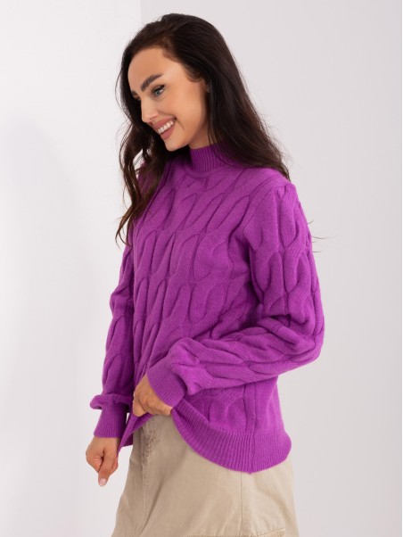 Sweter-AT-SW-2235.00P-ciemny fioletowy