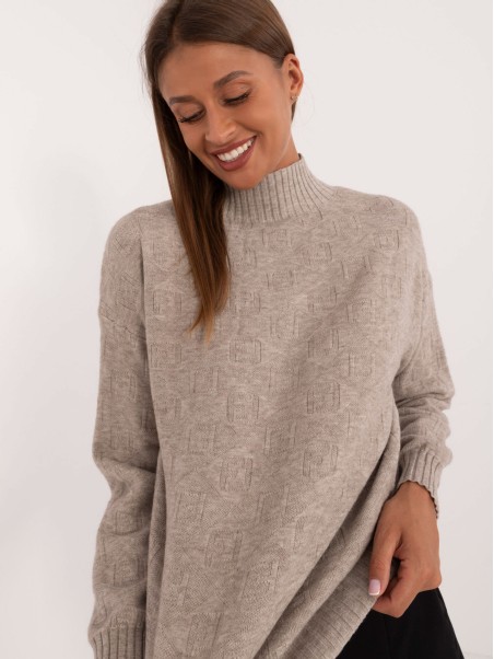 Sweter-AT-SW-2339.54-ciemny bezowy