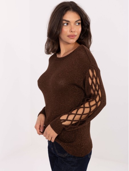 Sweter-MI-SW-1606.96-ciemny brązowy