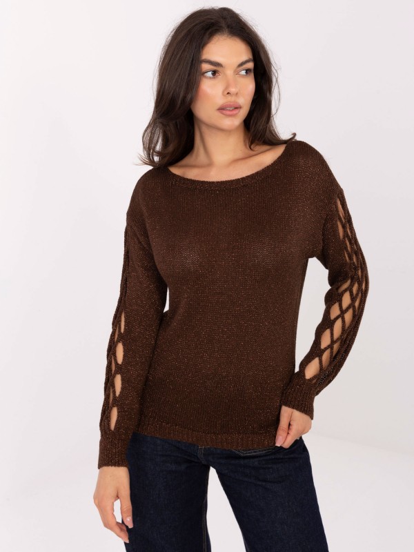 Sweter-MI-SW-1606.96-ciemny brązowy