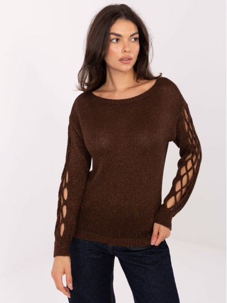 Sweter-MI-SW-1606.96-ciemny brązowy