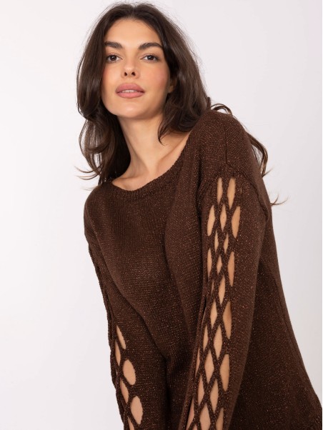 Sweter-MI-SW-1606.96-ciemny brązowy