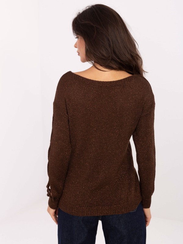 Sweter-MI-SW-1606.96-ciemny brązowy