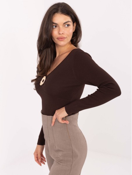 Sweter-PM-SW-DF61034.76-ciemny brązowy