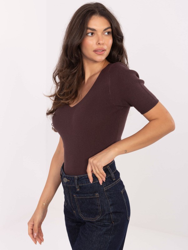 Sweter-PM-SW-B-627.63-ciemny brązowy