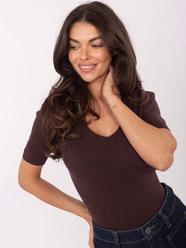 Sweter-PM-SW-B-627.63-ciemny brązowy