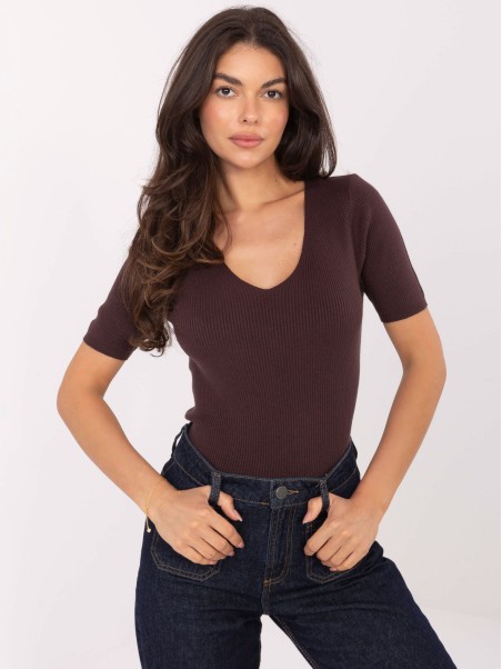 Sweter-PM-SW-B-627.63-ciemny brązowy