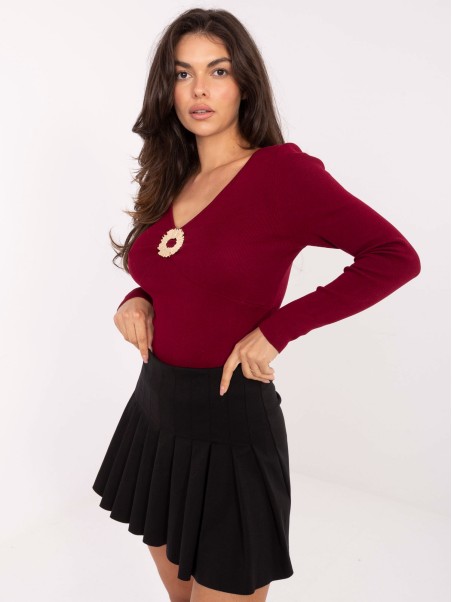 Sweter-PM-SW-DF61034.76-bordowy