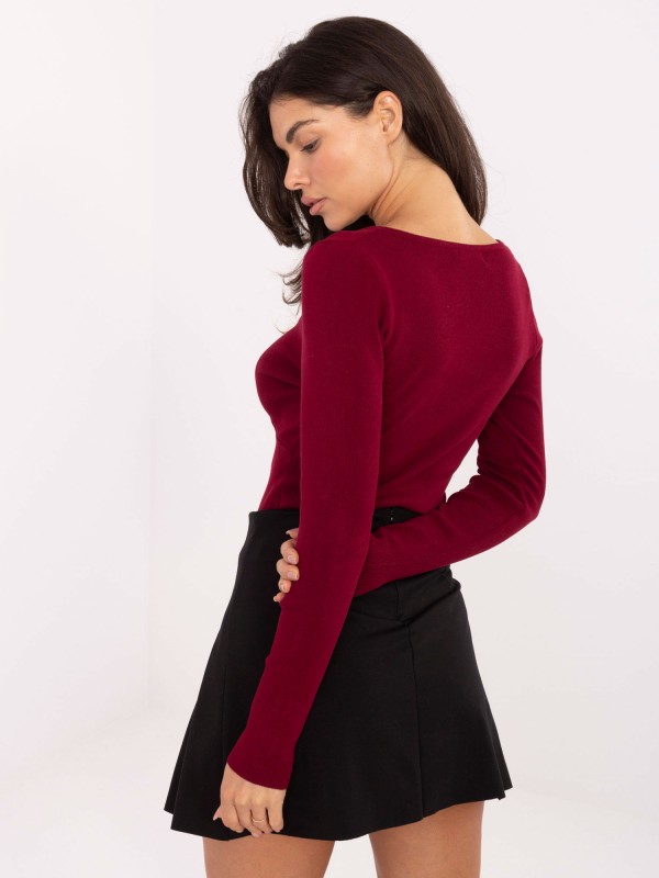 Sweter-PM-SW-DF61034.76-bordowy