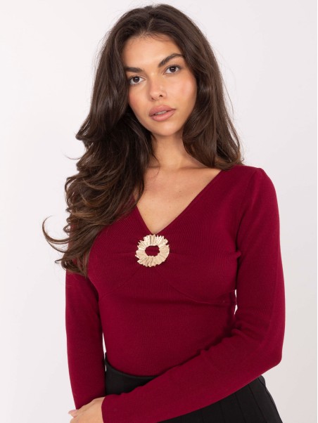 Sweter-PM-SW-DF61034.76-bordowy