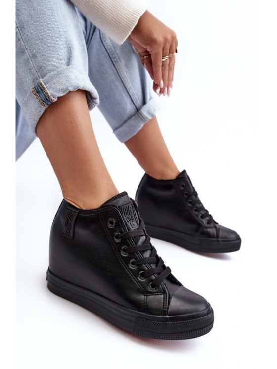 Women's Leather Sneakers On Wedge Big Star MM274001 Black 2