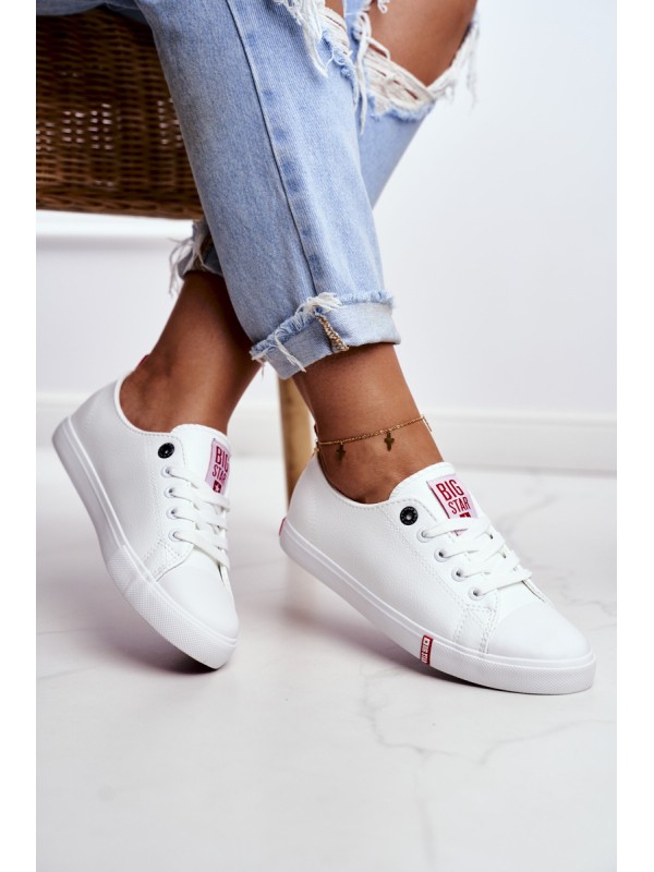 Women's Leather Sneakers Big Sta GG274005 White-Red