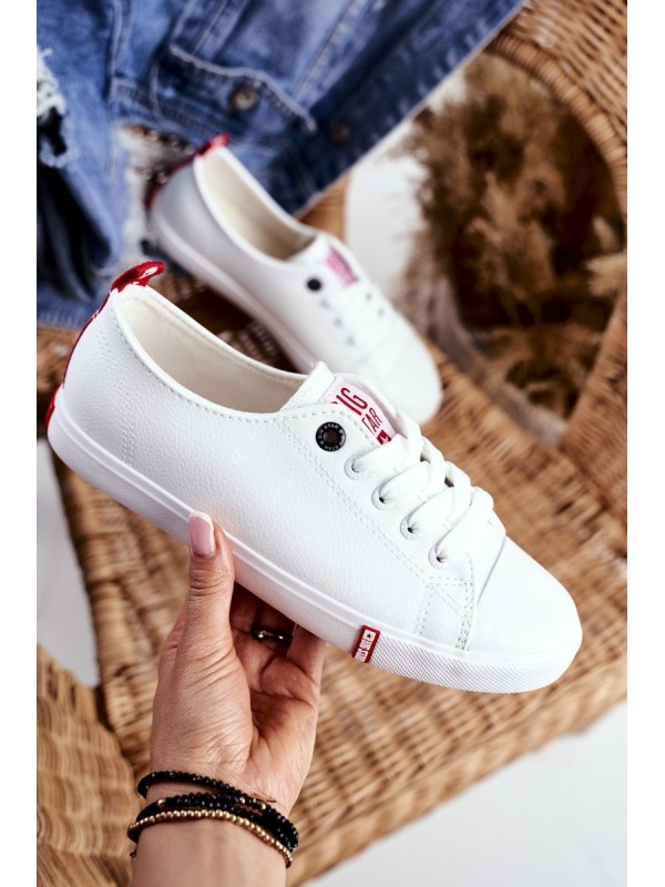 Women's Leather Sneakers Big Sta GG274005 White-Red 2
