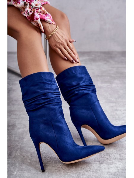 Women's Wrinkled Boots Boots Blue Laguna