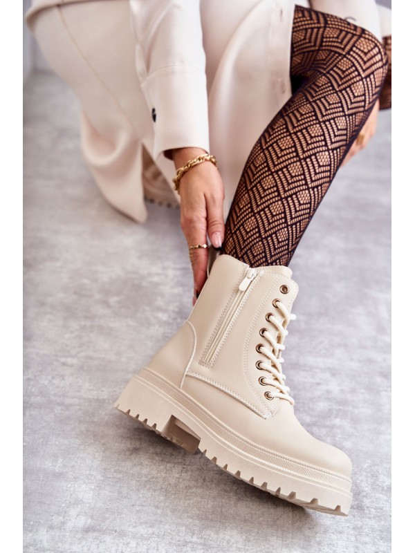Women's Warm Leather Boots Light Beige Dorchen