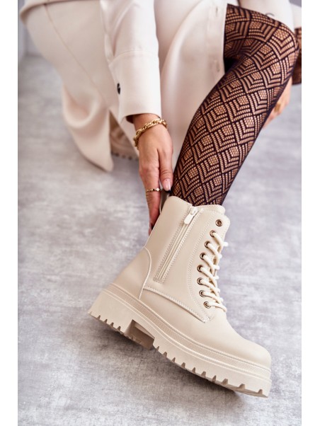 Women's Warm Leather Boots Light Beige Dorchen